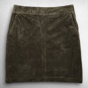 Talbots Petite Large Wale Corduroy Pencil Mini Skirt Women 6P Dk Green Side Zip